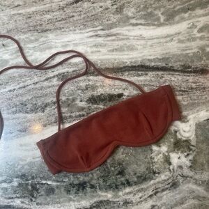 Princess Polly Brown Ribbed Underwire Bandeau Top Size Medium (8)